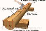 Обработка бревна - овальный паз
